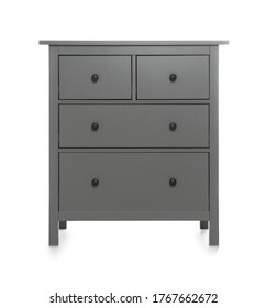 Grey Chest Of Drawers Isolated On White