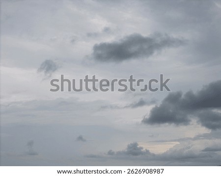 Grey cloudscape background theme. Small rainy clouds
