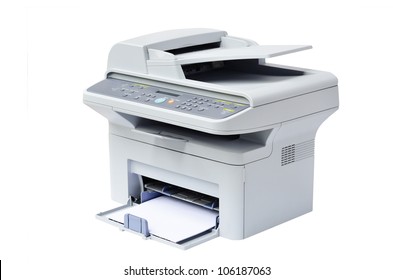 Grey Computer Printer Isolated