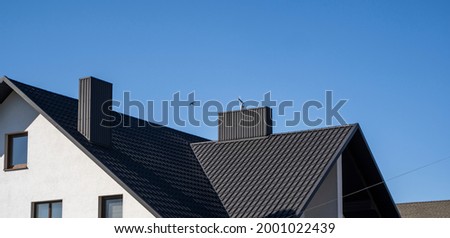 Similar – Image, Stock Photo Corrugated tiles in red-brown on the tiled roof of an old building on the grounds of the industrial museum in the Lage brickworks in the province near Detmold in East Westphalia-Lippe