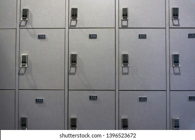 Grey Digital Locker In Gym With Number