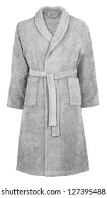 Grey dressing bath robe isolated on white