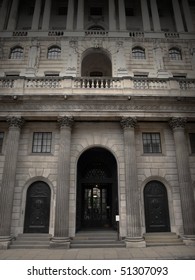 Grey Exterior Of The Bank Of England In London