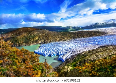 Grey Glacier,Patagonia, Chile - a glacier in the Southern Patagonian Ice Field, Cordillera del Paine - Powered by Shutterstock