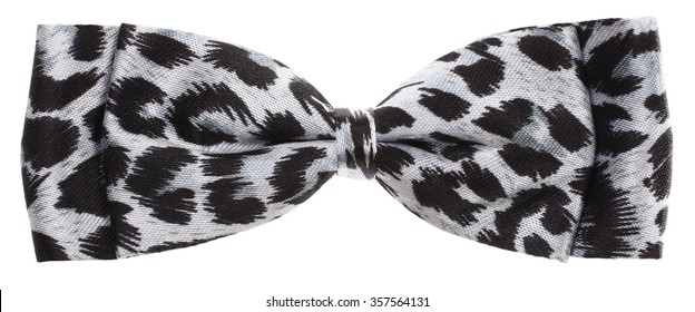 Grey Hair Bow Tie With Animal Print Pattern