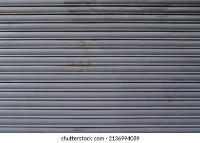 Grey Horizontal Entry Store Metal Curtain Texture Surface Gray Door Galvanize Steel Background Silver Industrial Portal