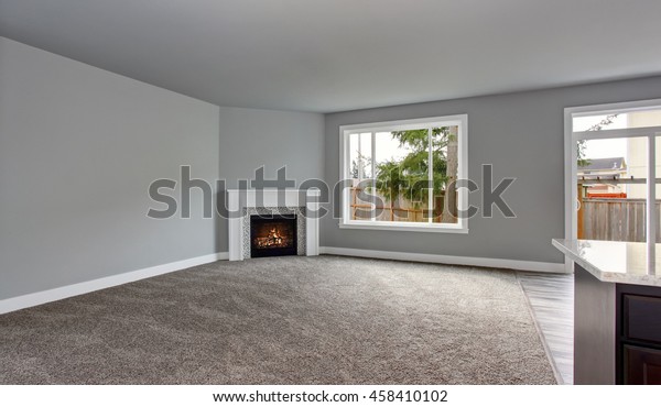 Grey House Interior Living Room Fireplace Stock Photo Edit Now