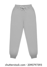Grey jogger pants mockup. Template sports trousers front view for design. Fitness wear isolated on white - Shutterstock ID 2090797393