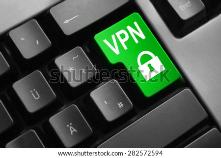 grey keyboard green enter button vpn lock symbol