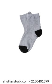 Grey Kids Socks Isolated On White Background