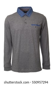 Grey Long Sleeve Polo Shirt 