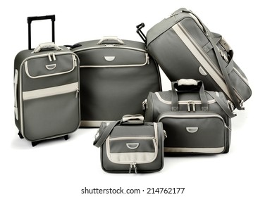 Grey Luggage Set Isolated