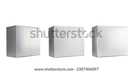 Grey metal box isolated on white background with different side of view