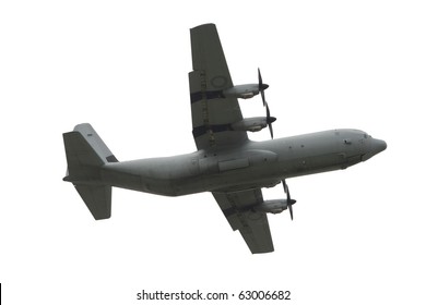 grey military Hercules cargo plane isolated