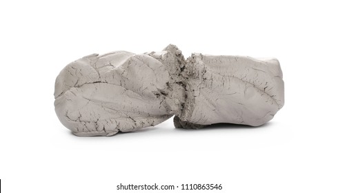 Grey modelling clay lumps, shapes isolated on white background - Shutterstock ID 1110863546