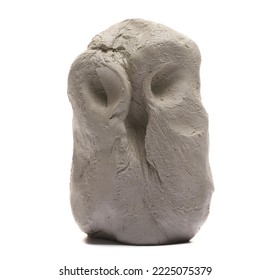 Grey modelling clay in shape simple owl bird isolated on white  - Powered by Shutterstock