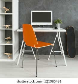 Grey Modern Office Room Orange 260nw 521085481 
