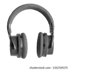 Grey Music Headphones Isolated White Background No People