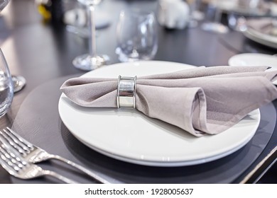 Grey Napkin On White Table Beautiful Stock Photo 1928005637 | Shutterstock