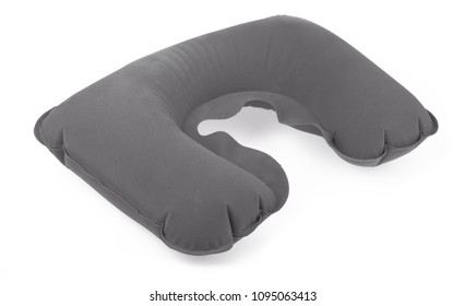 Grey Neck Pillow Isolated On A White Background