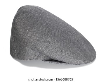 Grey Newsie Cap On White Background