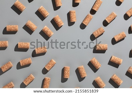 Grey pattern with  wine bottle corks. alcoholic drinks poster concept