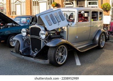 Grey Retro Chevrolet Confederate 1932 At Car Exhibition. Chevy Flint Assembly. Snohomish, WA, USA - September 2022