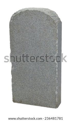 Grey Rock Grave Stone with Copy Space Isolated on White Background.