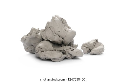 Grey sculpturing, modelling clay isolated on white background - Shutterstock ID 1247530450