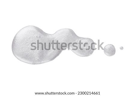 Grey shimmer swatch of gel nail polish isolated on white background. Smear of nail polish for design.