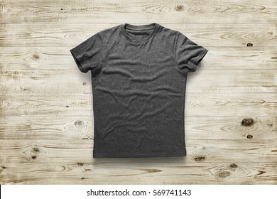 Grey Shirt Over Wood Background