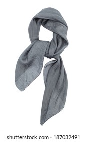 Grey Silk Scarf Isolated On White Background