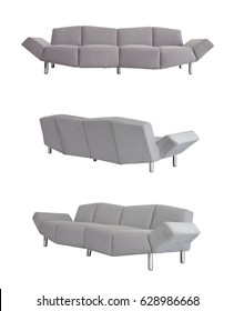 Grey Sofa In All Angles On White Background