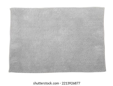 Grey Soft Bath Mat Isolated On White, Top View