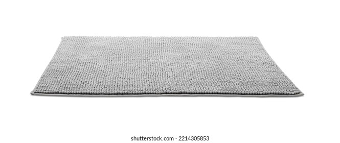 Grey Soft Bath Mat Isolated On White