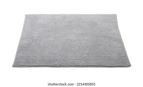 Grey Soft Bath Mat Isolated On White