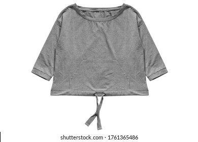 Grey Sport Crop Sweatshirt Isolated Over White