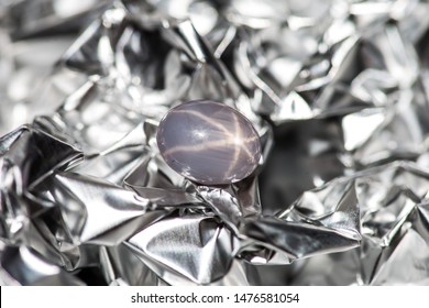 Grey Star Sapphire On Aluminium Foil