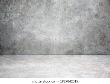 Grey Stone Grungy Stage,empty Room Background,free Space Interior.Cement Wall.Advertisement Design Studio.Modern Backdrop.