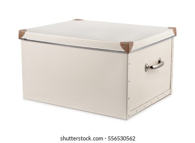 Grey Storage Box With Lid Isolated On White