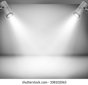 Grey Studio And Two Spotlights