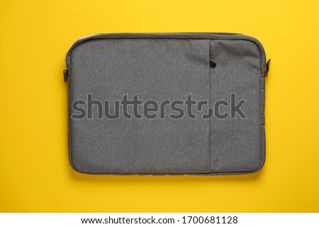 Grey textile case for laptop, sleeve cover with zipper for portable personal computer
