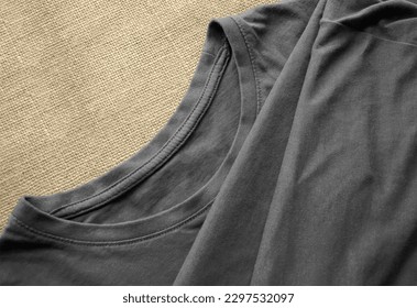 Grey t-shirt in fabric surface