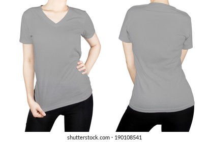 grey t shirt front back