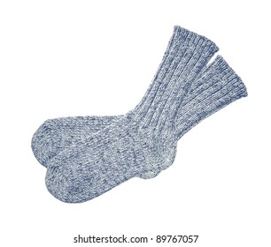 Grey Wool Socks Isolated On White Background