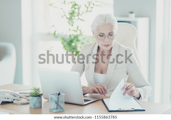 Greyhaired Beautiful Stylish Clever Old Serious Stock Photo (Edit Now ...