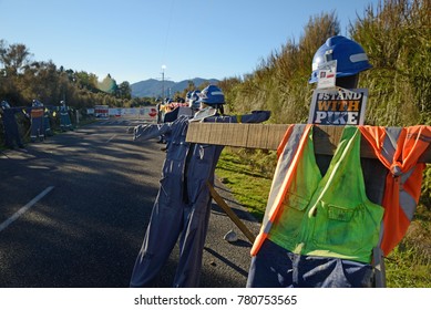GREYMOUTH, NEW ZEALAND, MAY 13, 2017: A Memorial Set Up At The Entrance Of The Pike River Coal Mine Near Greymouth, New Zealand. 29 Miners Died At The Mine In 2010.