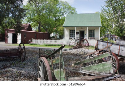 Greytown, New Zealand - Nov 9th 2016: Pioneers cottage at Cobblestones Museum.  