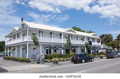 Greytown, New Zealand - Nov 9th 2016: The iconic White Swan hotel and restaurant.  