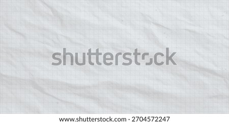 Grid notebook sheet with noise and tissue texture. Crumpled school paper. Vintage background